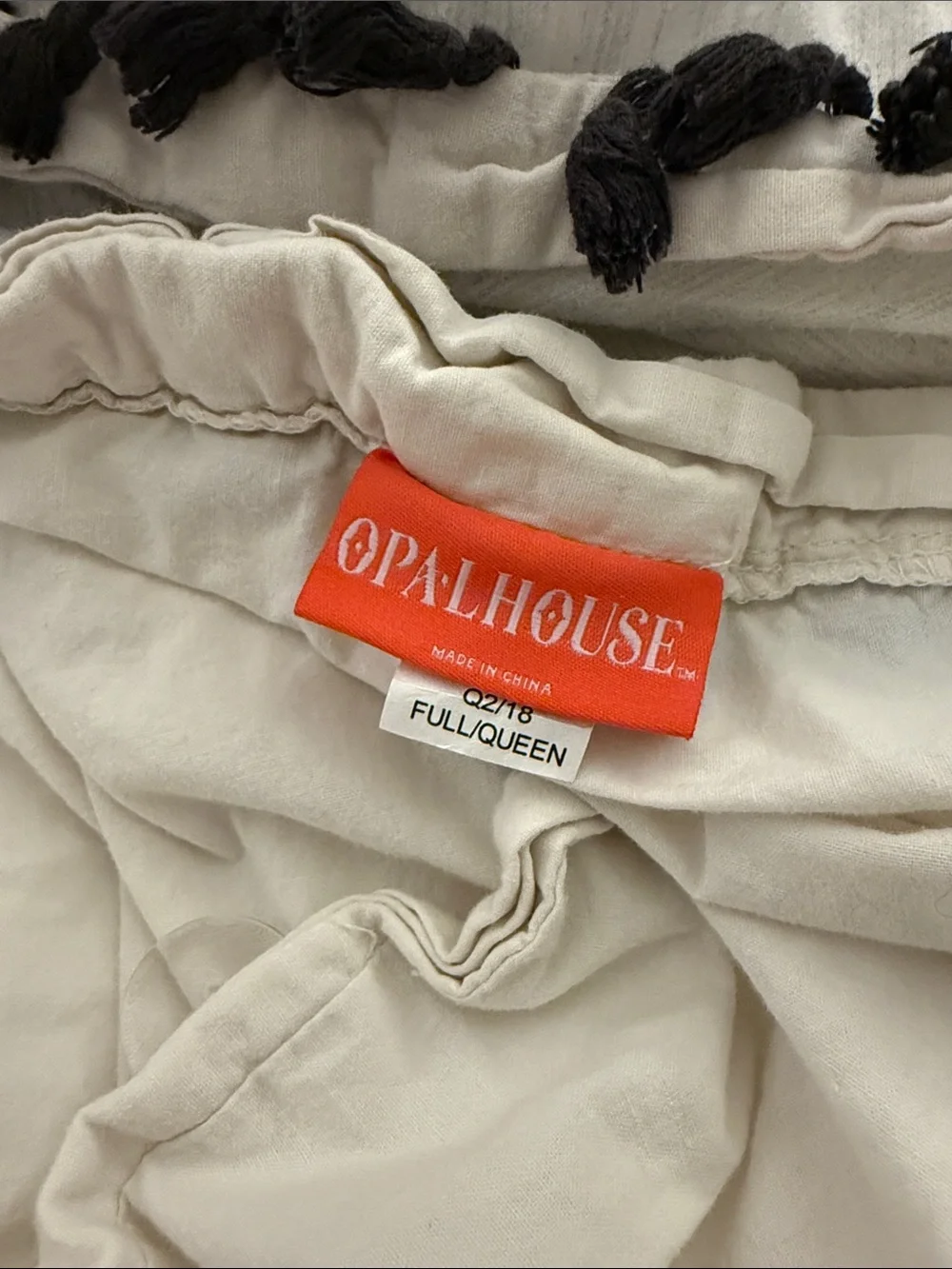 Opalhouse Cream Duvet Cover with Black Tassel Trim